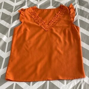 Orange Ruffle Sleeve Top